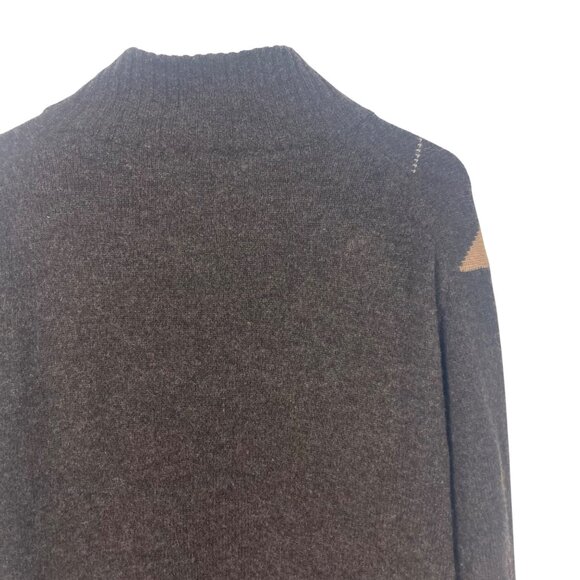 J Crew Argyle Full Zip Lambs Wool Sweater Mens Large Brown Preppy Grandpa - Picture 5 of 12